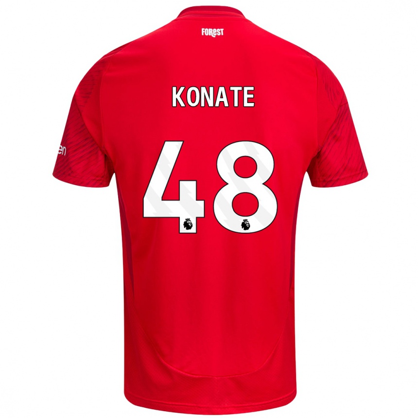 Kids Football Ateef Konaté #48 Red White Home Jersey 2024/25 T-Shirt Canada