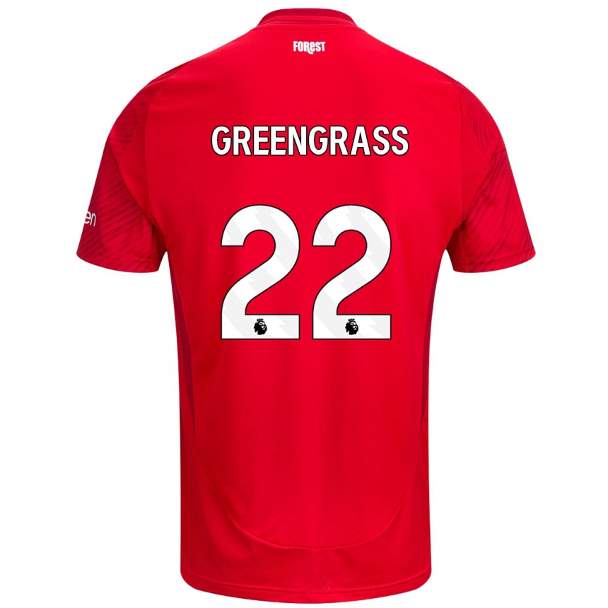 Kids Football Charlotte Greengrass #22 Red White Home Jersey 2024/25 T-Shirt Canada