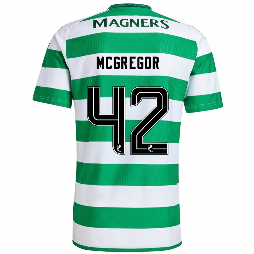 Enfant Football Maillot Callum Mcgregor #42 Vert Blanc Tenues Domicile 2024/25 Canada