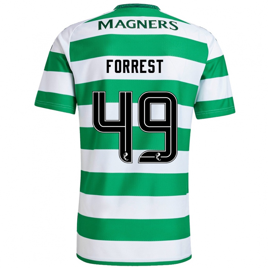 Kids Football James Forrest #49 Green White Home Jersey 2024/25 T-Shirt Canada