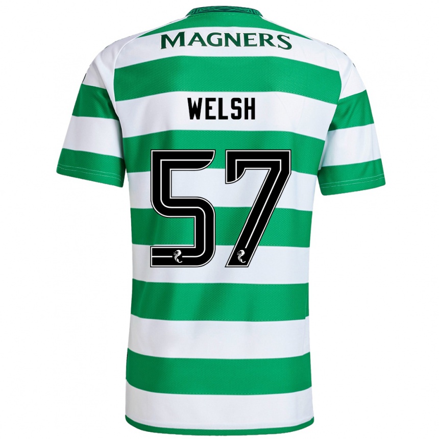 Kids Football Stephen Welsh #57 Green White Home Jersey 2024/25 T-Shirt Canada