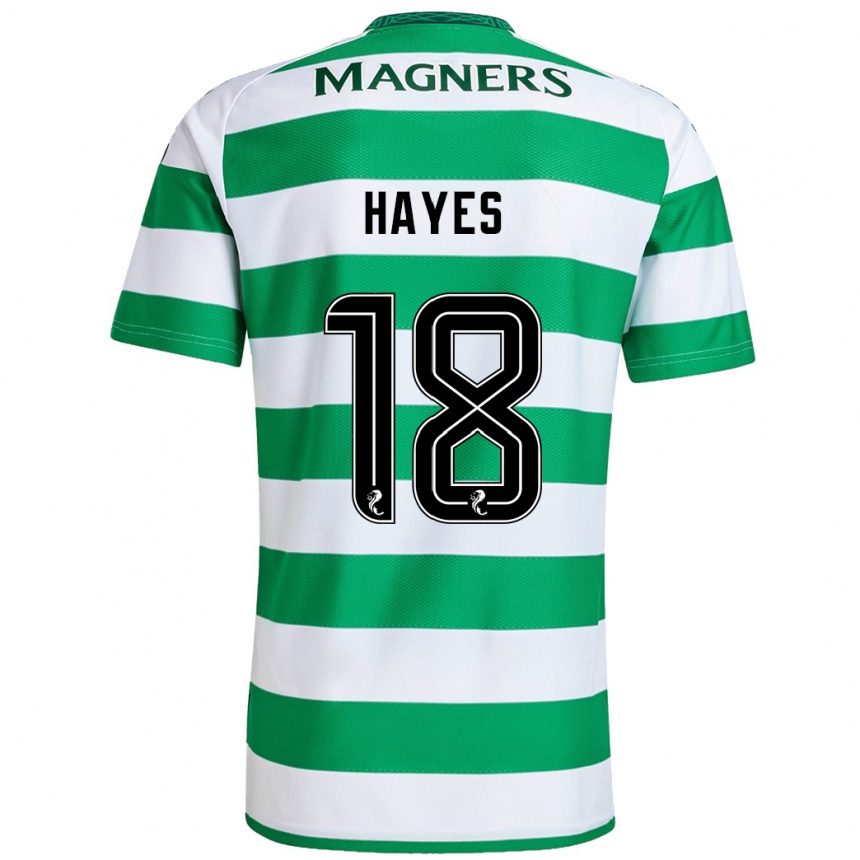 Kids Football Caitlin Hayes #18 Green White Home Jersey 2024/25 T-Shirt Canada