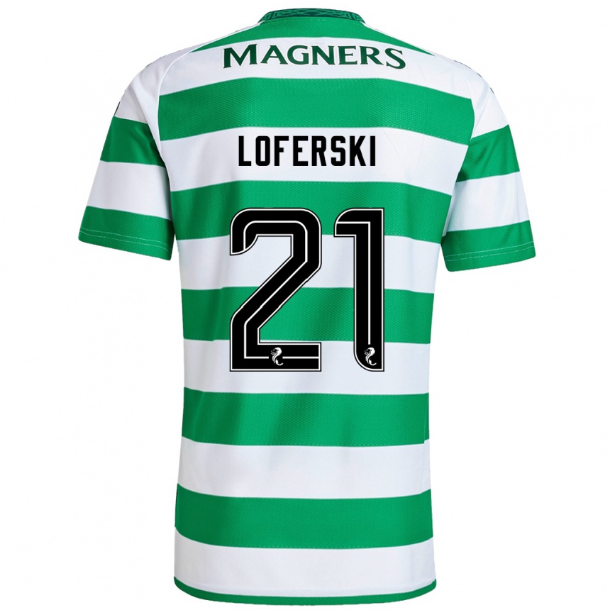 Kids Football Kit Loferski #21 Green White Home Jersey 2024/25 T-Shirt Canada