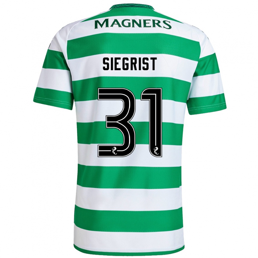 Enfant Football Maillot Benjamin Siegrist #31 Vert Blanc Tenues Domicile 2024/25 Canada