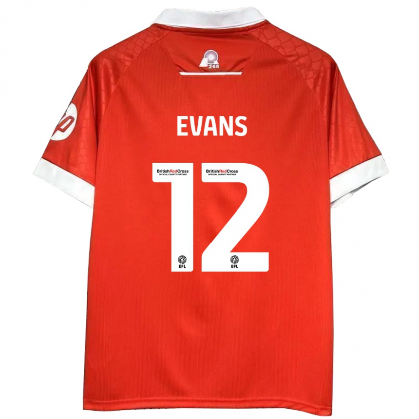 Enfant Football Maillot George Evans #12 Rouge Blanc Tenues Domicile 2024/25 Canada