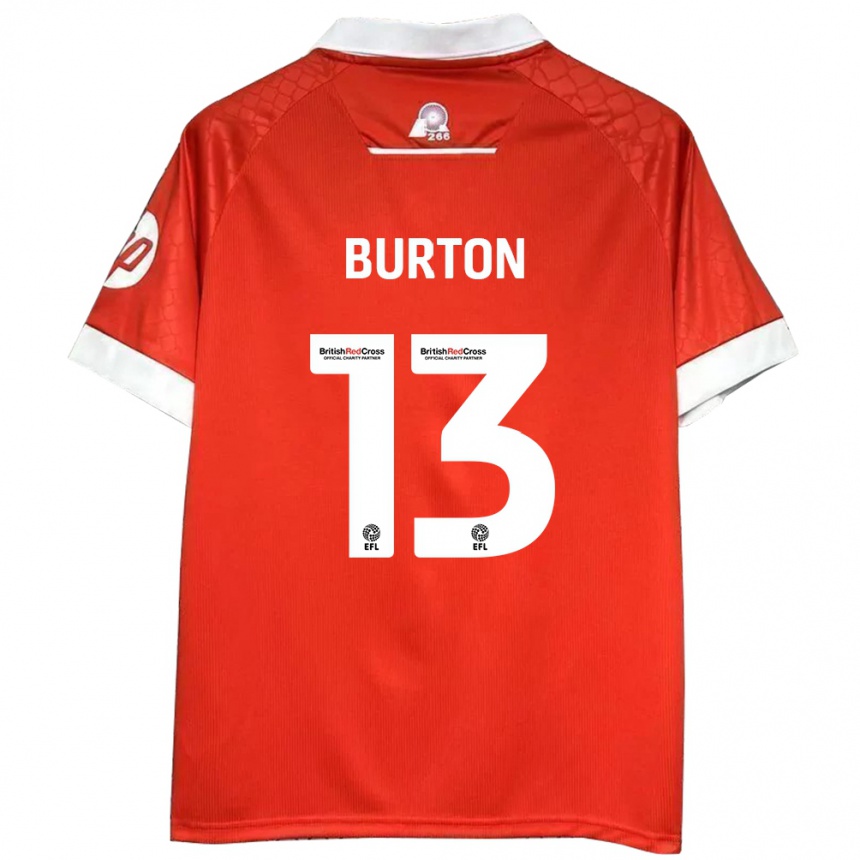 Enfant Football Maillot Callum Burton #13 Rouge Blanc Tenues Domicile 2024/25 Canada