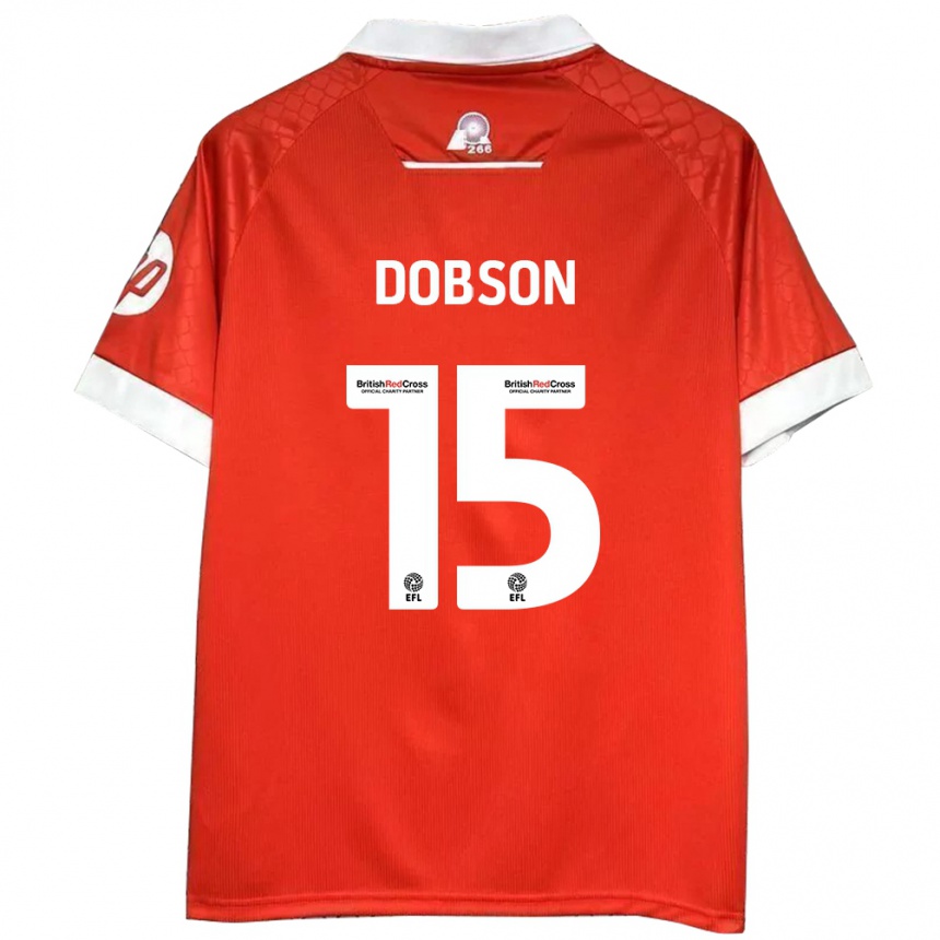 Enfant Football Maillot George Dobson #15 Rouge Blanc Tenues Domicile 2024/25 Canada