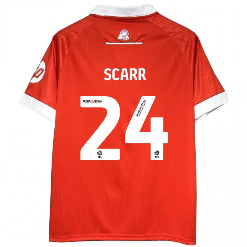 Enfant Football Maillot Dan Scarr #24 Rouge Blanc Tenues Domicile 2024/25 Canada