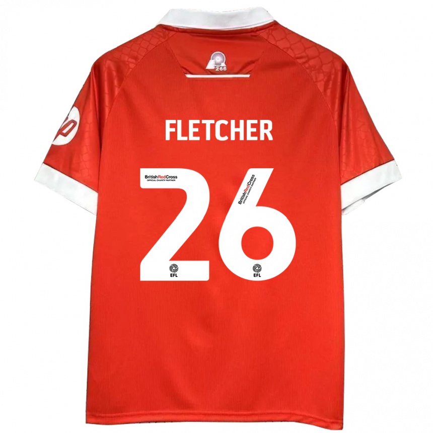 Enfant Football Maillot Steven Fletcher #26 Rouge Blanc Tenues Domicile 2024/25 Canada