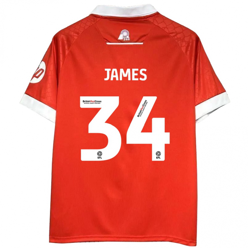 Enfant Football Maillot Aaron James #34 Rouge Blanc Tenues Domicile 2024/25 Canada