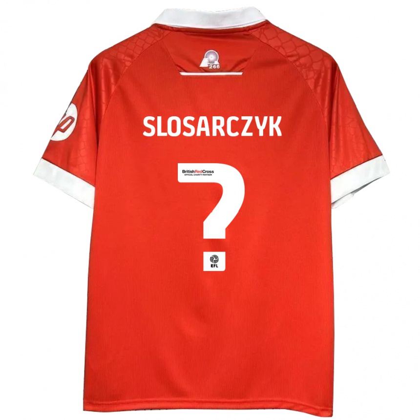 Kids Football Nikolas Slosarczyk #0 Red White Home Jersey 2024/25 T-Shirt Canada