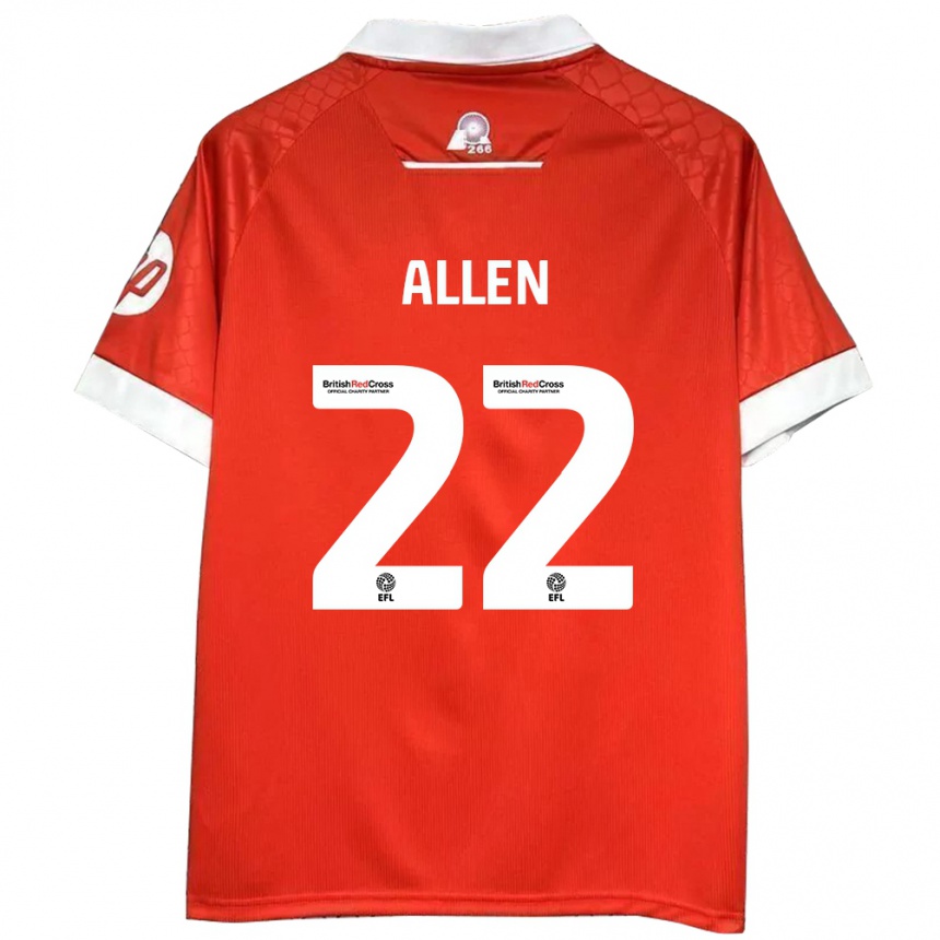 Enfant Football Maillot Keren Allen #22 Rouge Blanc Tenues Domicile 2024/25 Canada