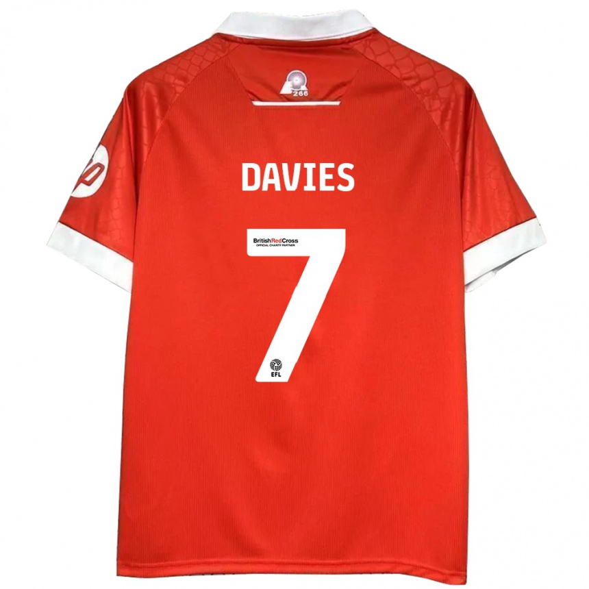 Kids Football Jordan Davies #7 Red White Home Jersey 2024/25 T-Shirt Canada