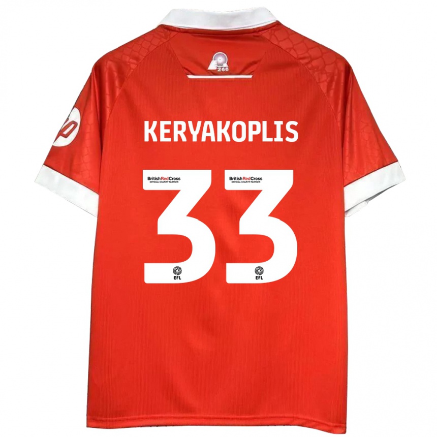 Enfant Football Maillot Hannah Keryakoplis #33 Rouge Blanc Tenues Domicile 2024/25 Canada