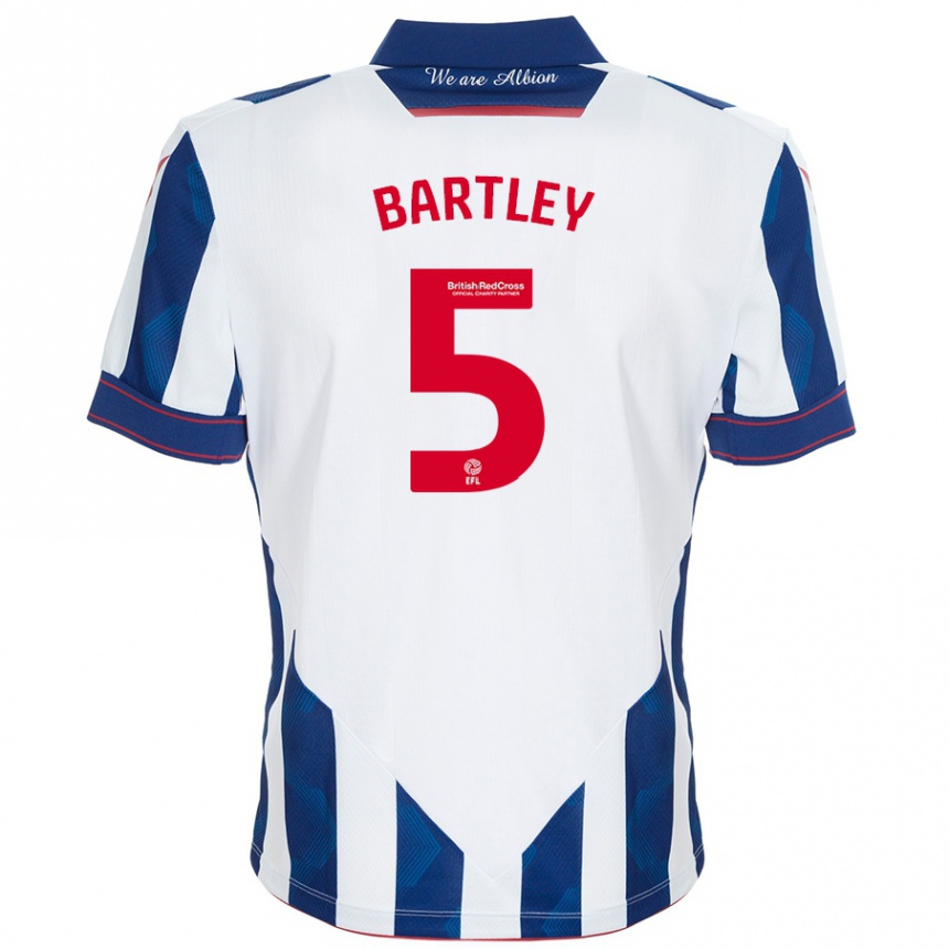 Enfant Football Maillot Kyle Bartley #5 Blanc Bleu Foncé Tenues Domicile 2024/25 Canada