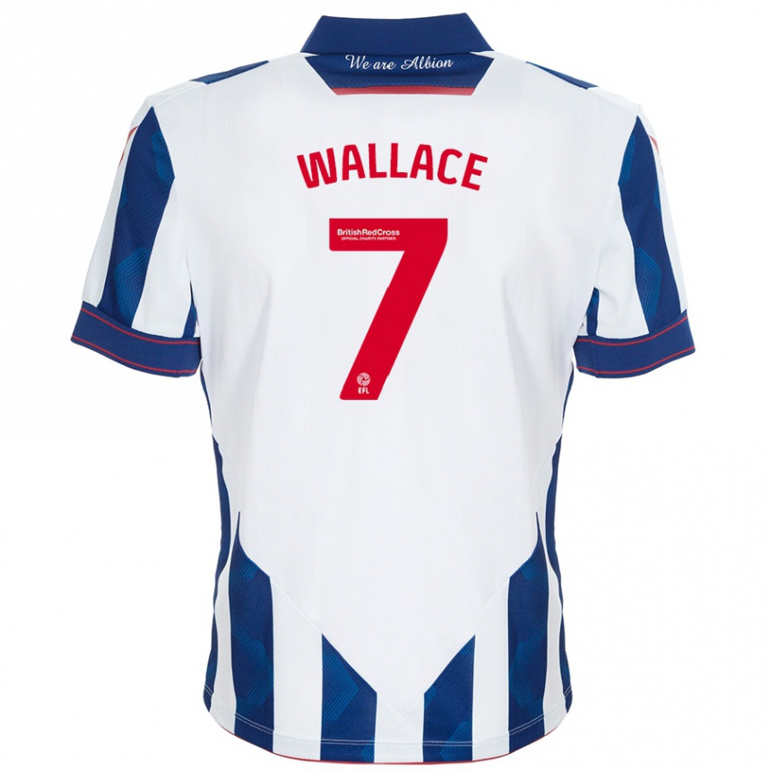 Kids Football Jed Wallace #7 White Dark Blue Home Jersey 2024/25 T-Shirt Canada