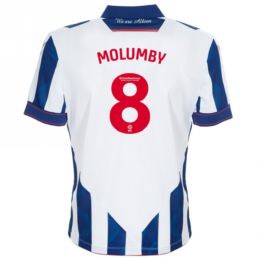 Kids Football Jayson Molumby #8 White Dark Blue Home Jersey 2024/25 T-Shirt Canada