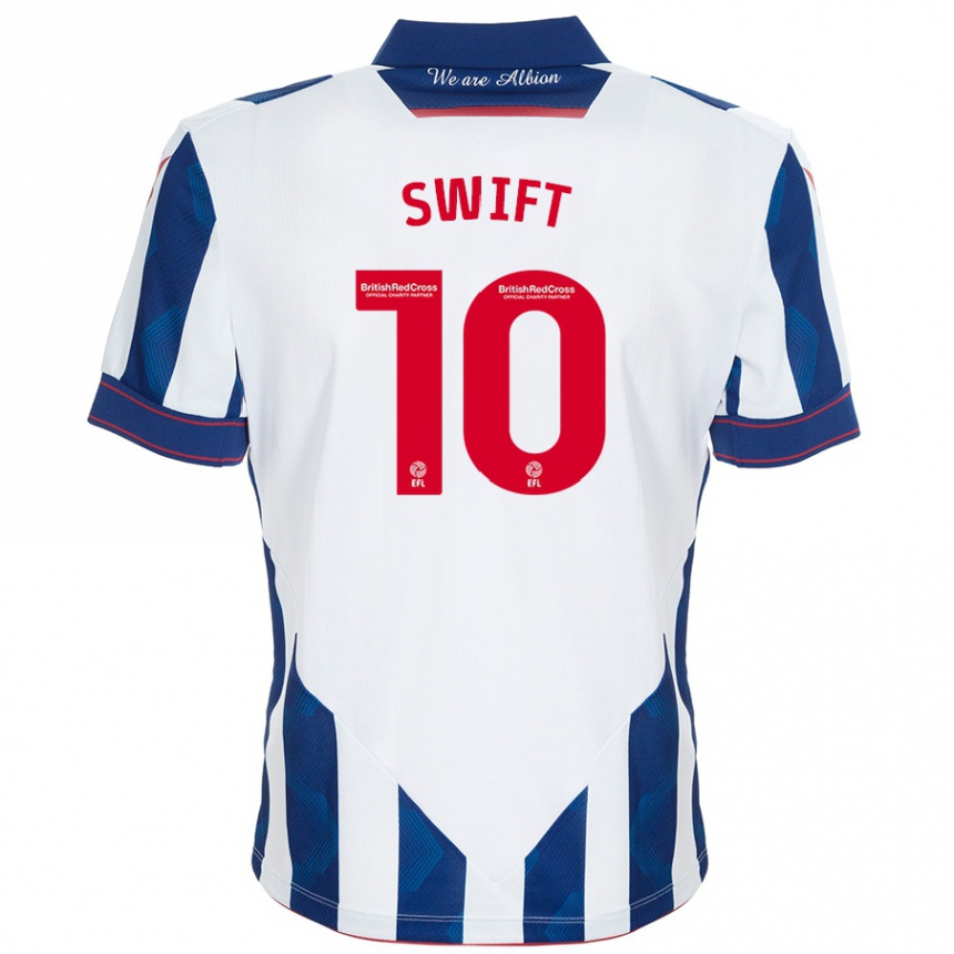 Enfant Football Maillot John Swift #10 Blanc Bleu Foncé Tenues Domicile 2024/25 Canada