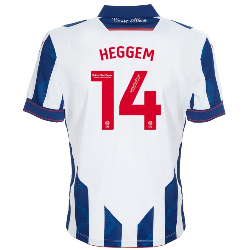 Kids Football Torbjørn Heggem #14 White Dark Blue Home Jersey 2024/25 T-Shirt Canada