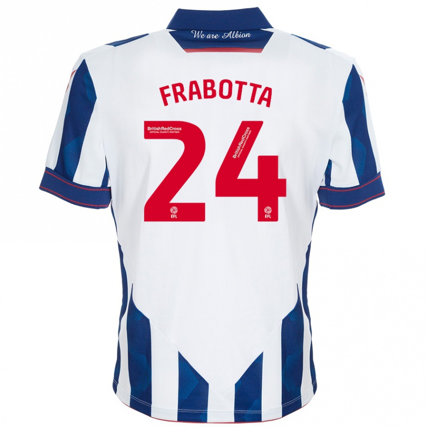 Kids Football Gianluca Frabotta #24 White Dark Blue Home Jersey 2024/25 T-Shirt Canada