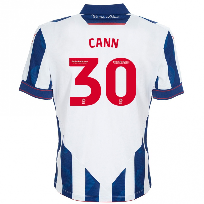 Enfant Football Maillot Ted Cann #30 Blanc Bleu Foncé Tenues Domicile 2024/25 Canada