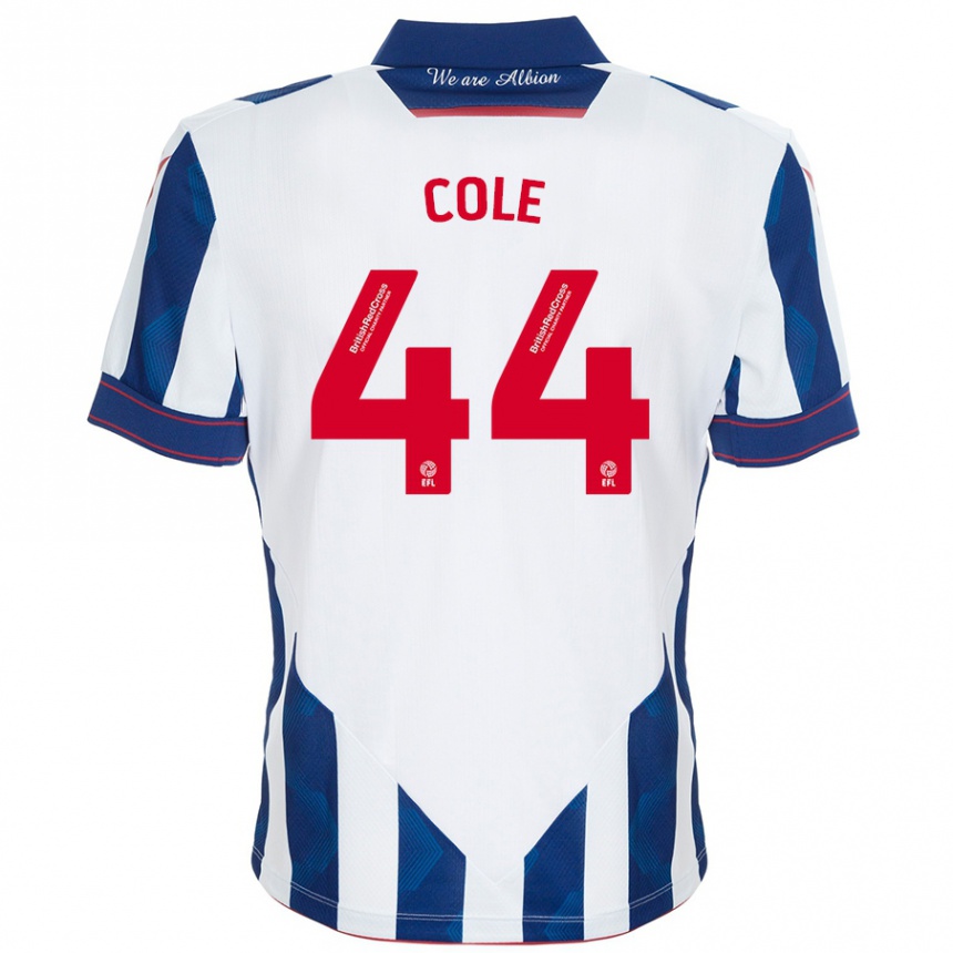 Kids Football Devante Cole #44 White Dark Blue Home Jersey 2024/25 T-Shirt Canada