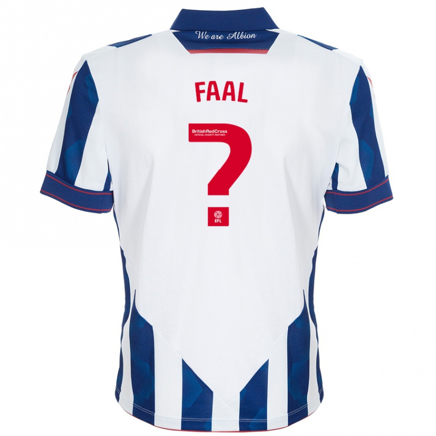 Kids Football Mo Faal #0 White Dark Blue Home Jersey 2024/25 T-Shirt Canada