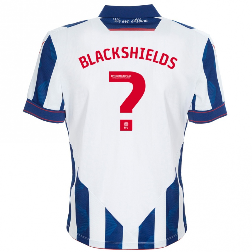 Enfant Football Maillot Charlie Blackshields #0 Blanc Bleu Foncé Tenues Domicile 2024/25 Canada