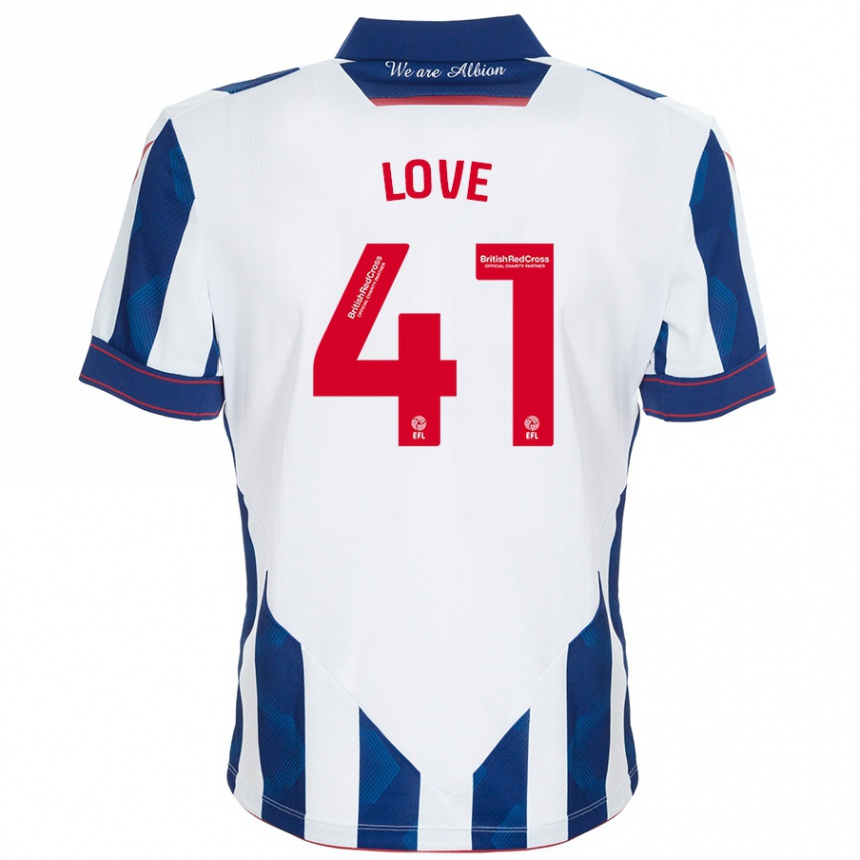 Kids Football Layton Love #41 White Dark Blue Home Jersey 2024/25 T-Shirt Canada