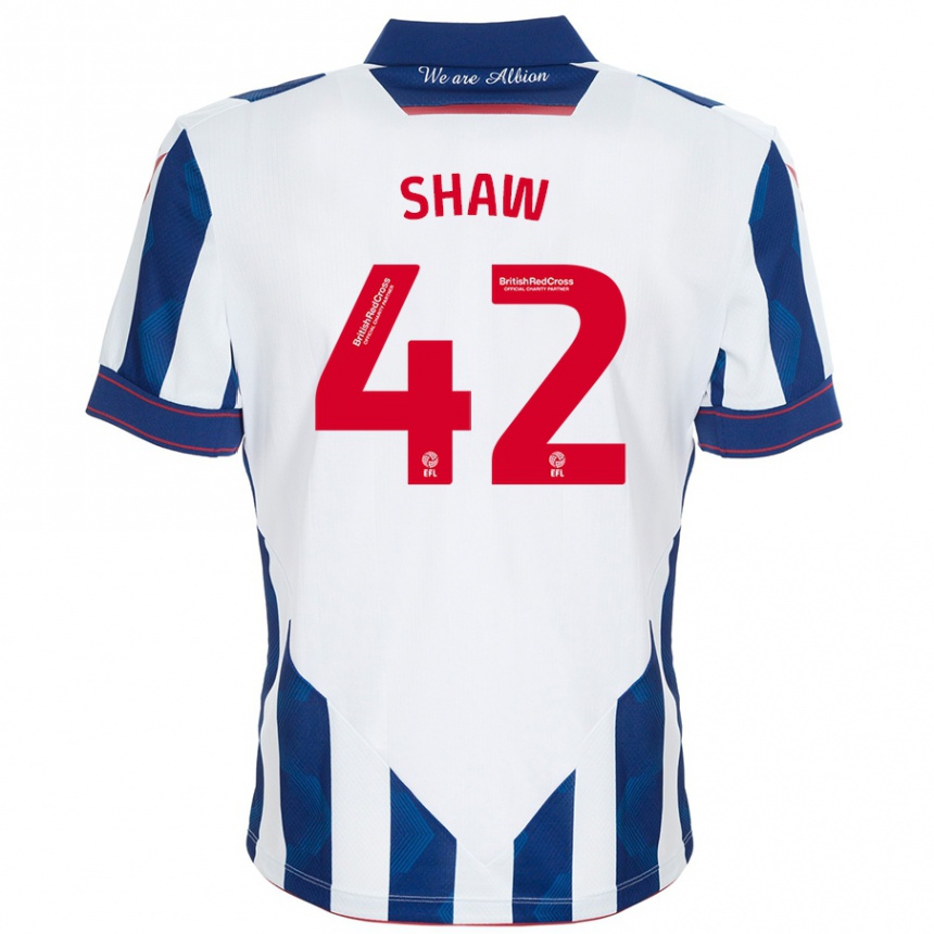 Enfant Football Maillot Josh Shaw #42 Blanc Bleu Foncé Tenues Domicile 2024/25 Canada