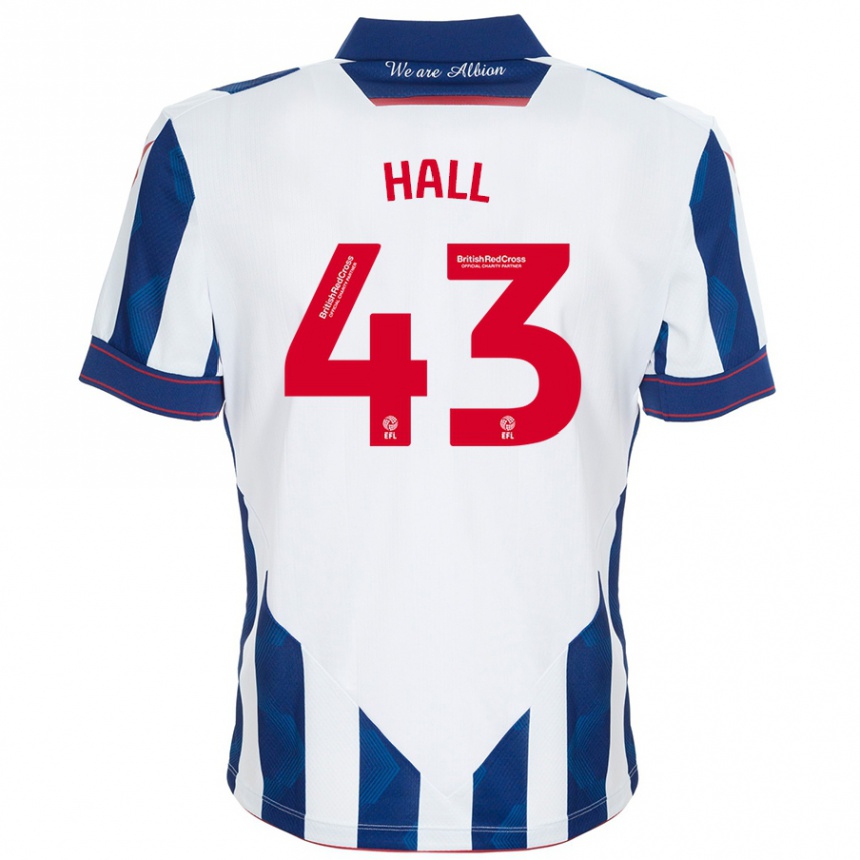 Enfant Football Maillot Reece Hall #43 Blanc Bleu Foncé Tenues Domicile 2024/25 Canada