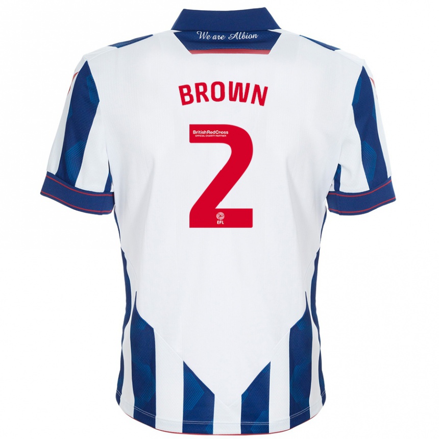 Enfant Football Maillot Ashlee Brown #2 Blanc Bleu Foncé Tenues Domicile 2024/25 Canada