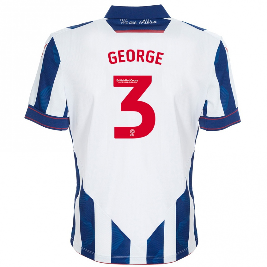 Enfant Football Maillot Hannah George #3 Blanc Bleu Foncé Tenues Domicile 2024/25 Canada