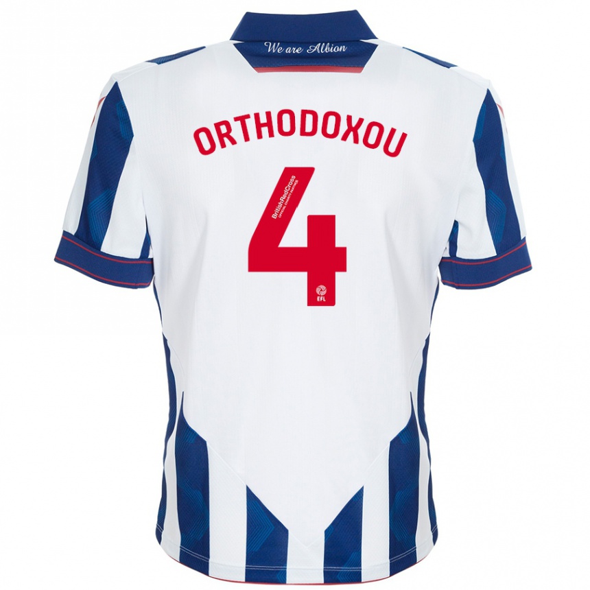 Enfant Football Maillot Francesca Orthodoxou #4 Blanc Bleu Foncé Tenues Domicile 2024/25 Canada