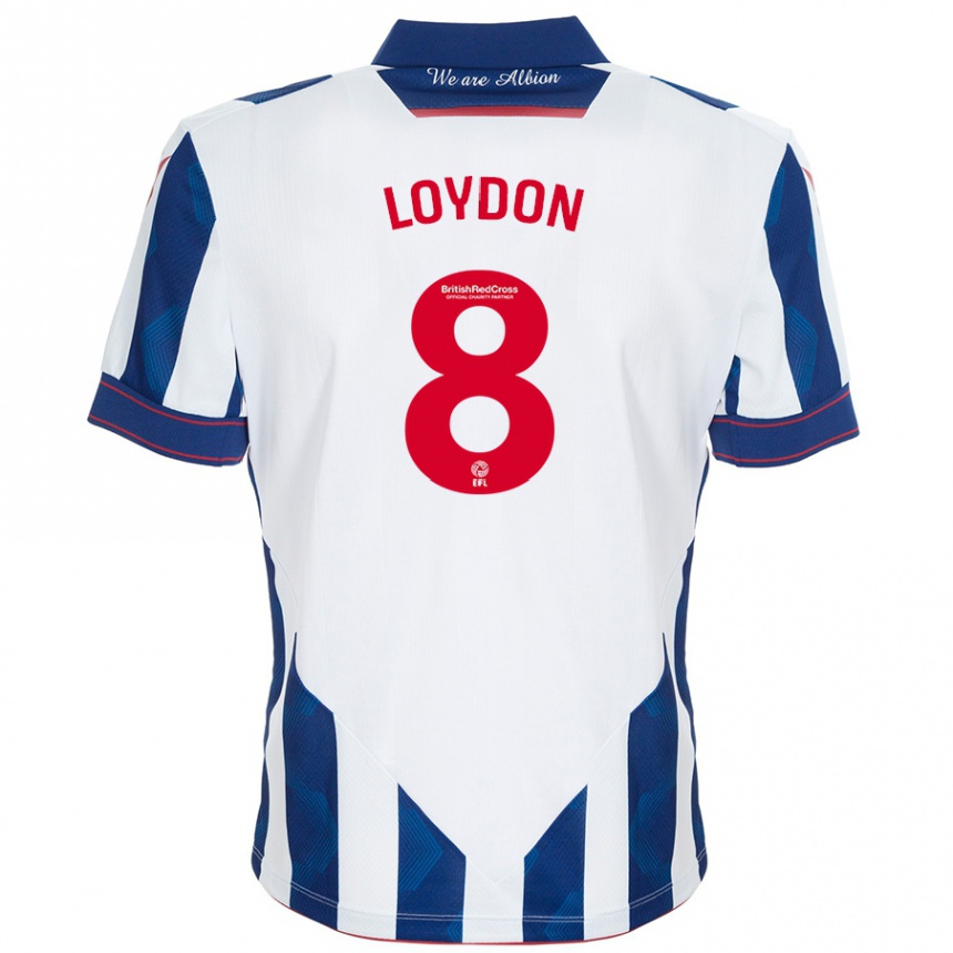 Kids Football Abi Loydon #8 White Dark Blue Home Jersey 2024/25 T-Shirt Canada