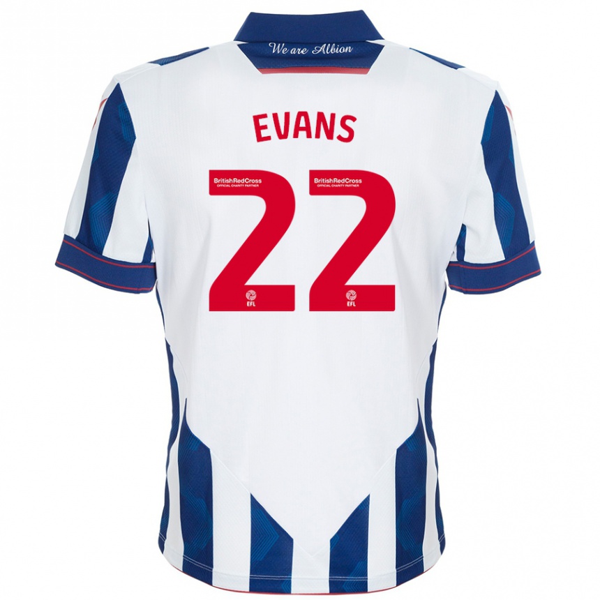 Enfant Football Maillot Kate Evans #22 Blanc Bleu Foncé Tenues Domicile 2024/25 Canada