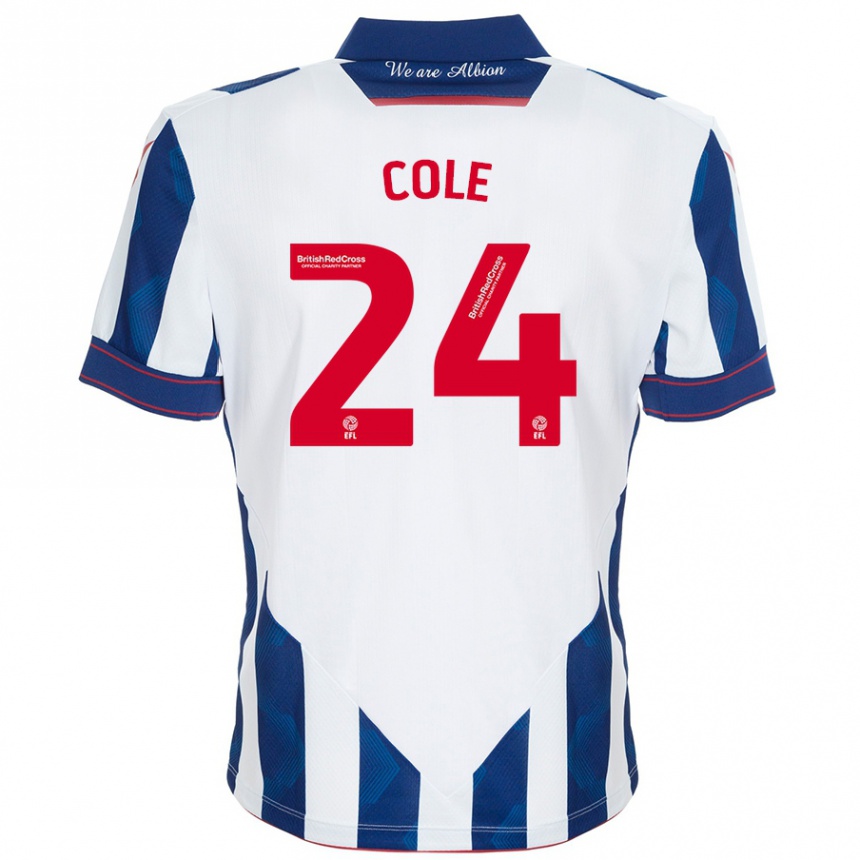 Kids Football Delphi Cole #24 White Dark Blue Home Jersey 2024/25 T-Shirt Canada