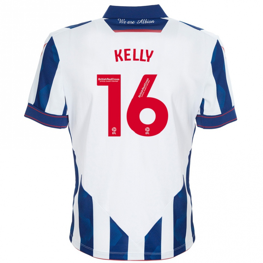 Kids Football Martin Kelly #16 White Dark Blue Home Jersey 2024/25 T-Shirt Canada