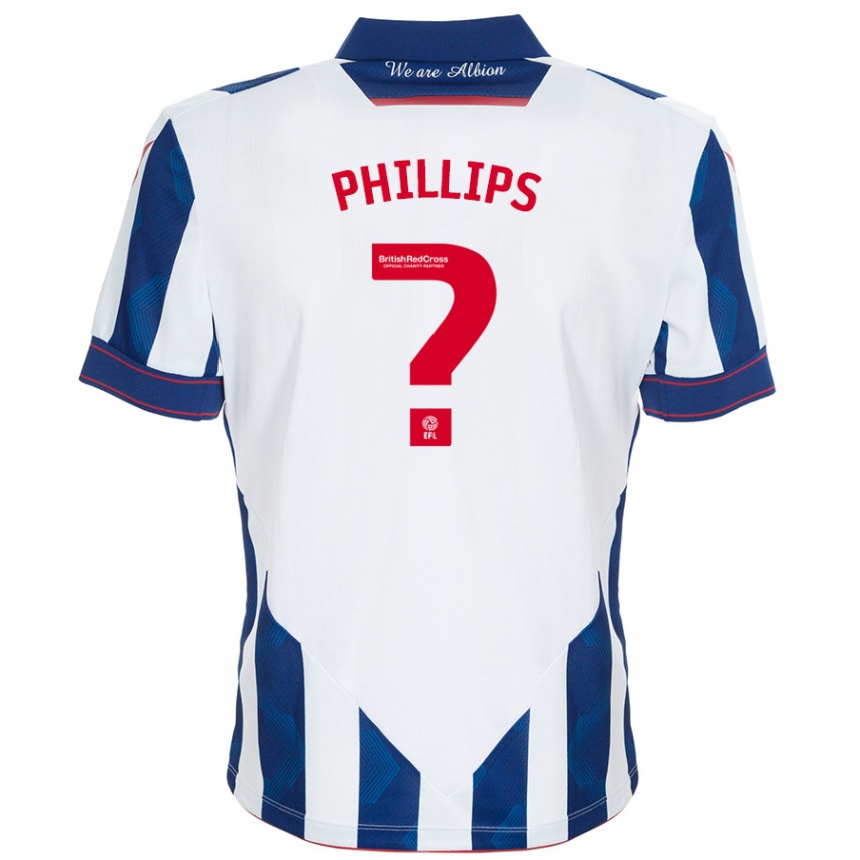 Enfant Football Maillot Narel Phillips #0 Blanc Bleu Foncé Tenues Domicile 2024/25 Canada