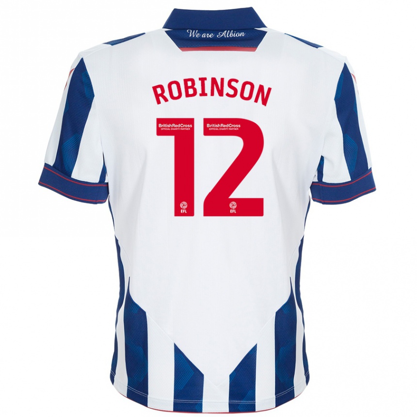 Enfant Football Maillot Leanne Robinson #12 Blanc Bleu Foncé Tenues Domicile 2024/25 Canada