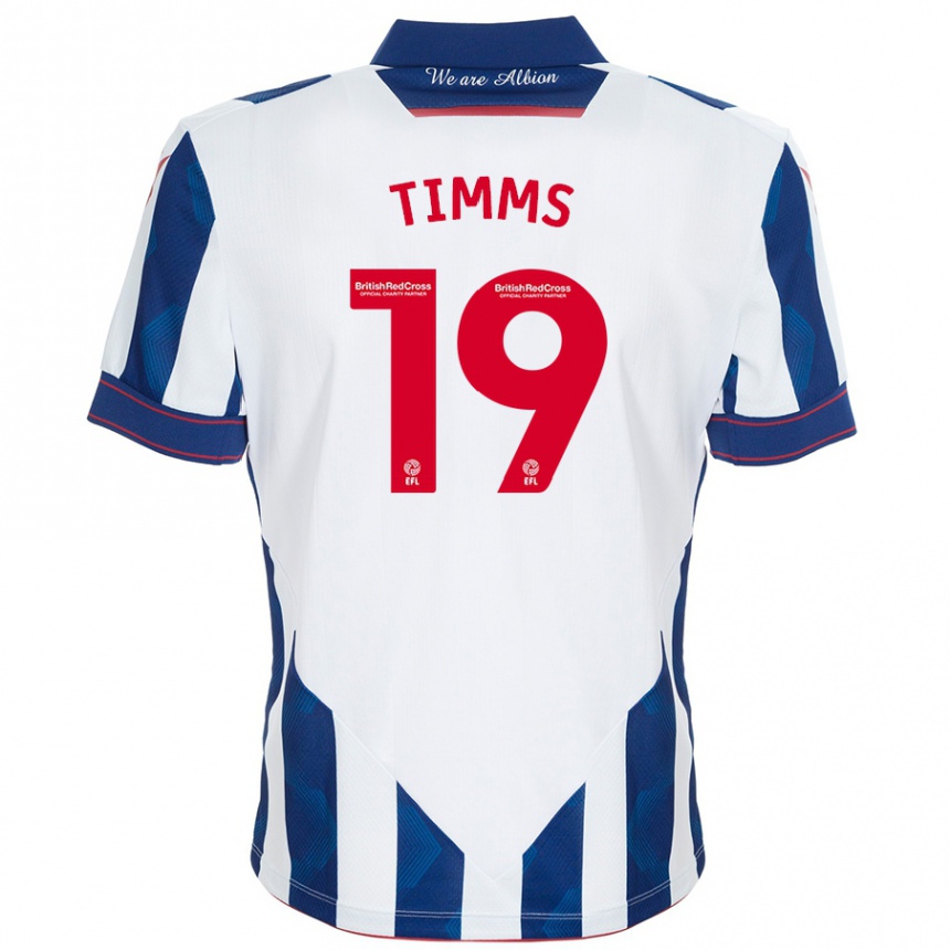 Kids Football Maria Timms #19 White Dark Blue Home Jersey 2024/25 T-Shirt Canada