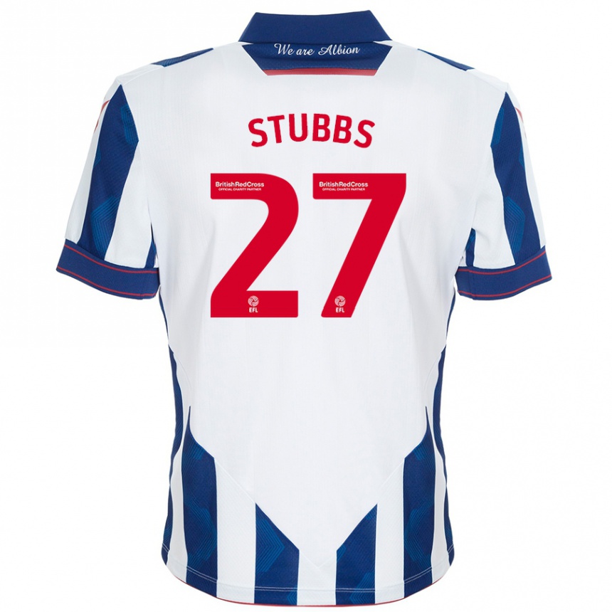 Kids Football Olivia Stubbs #27 White Dark Blue Home Jersey 2024/25 T-Shirt Canada