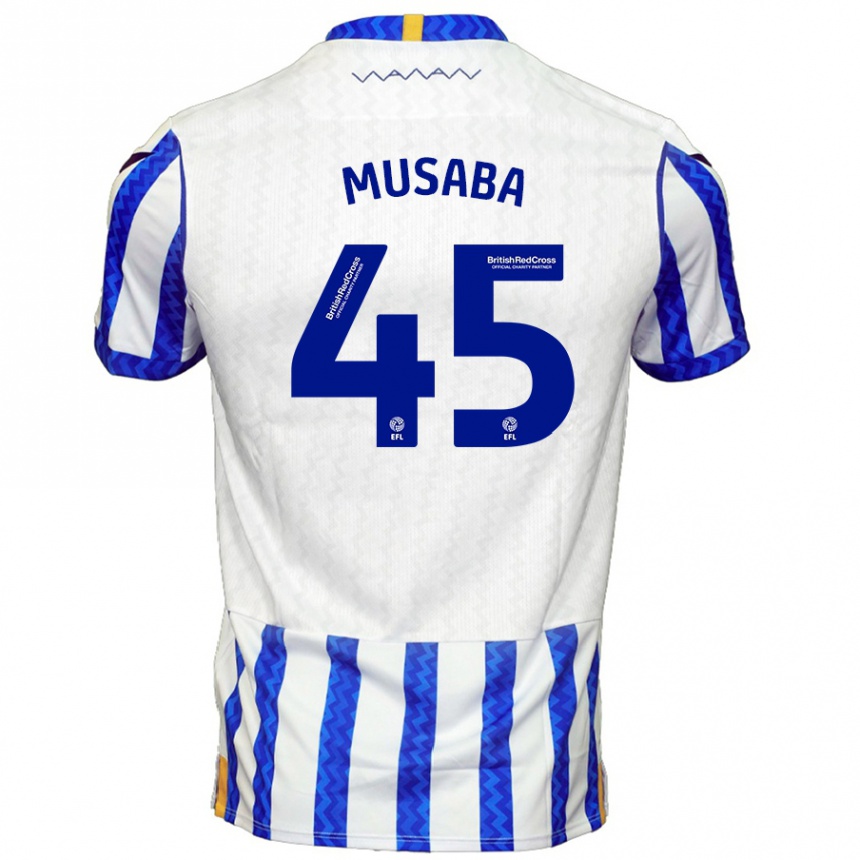 Enfant Football Maillot Anthony Musaba #45 Bleu Blanc Tenues Domicile 2024/25 Canada