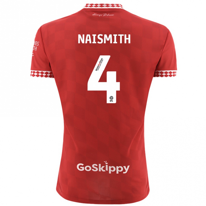 Enfant Football Maillot Kal Naismith #4 Rouge Tenues Domicile 2024/25 Canada