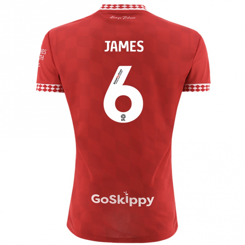 Kids Football Matty James #6 Red Home Jersey 2024/25 T-Shirt Canada