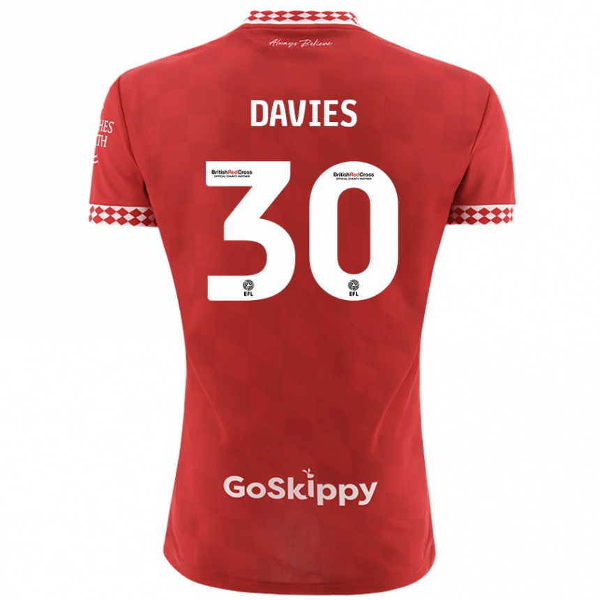 Kids Football Yasmin Davies #30 Red Home Jersey 2024/25 T-Shirt Canada