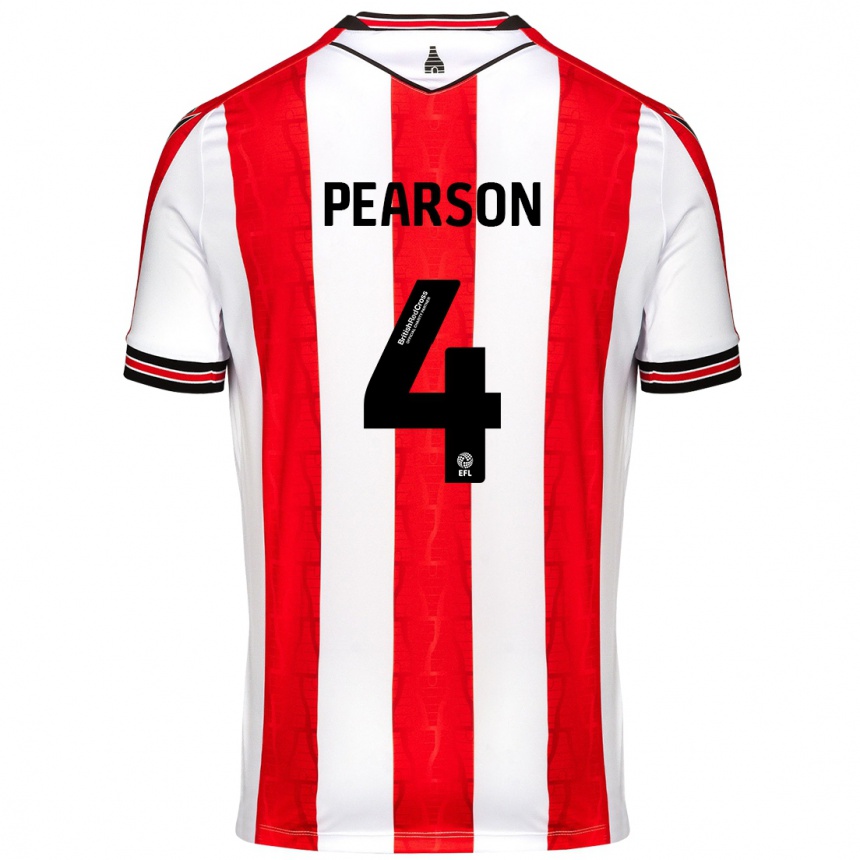 Kids Football Ben Pearson #4 Red White Home Jersey 2024/25 T-Shirt Canada