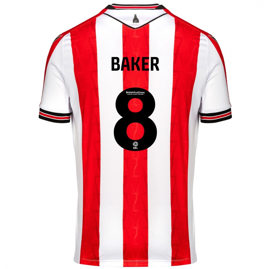 Kids Football Lewis Baker #8 Red White Home Jersey 2024/25 T-Shirt Canada