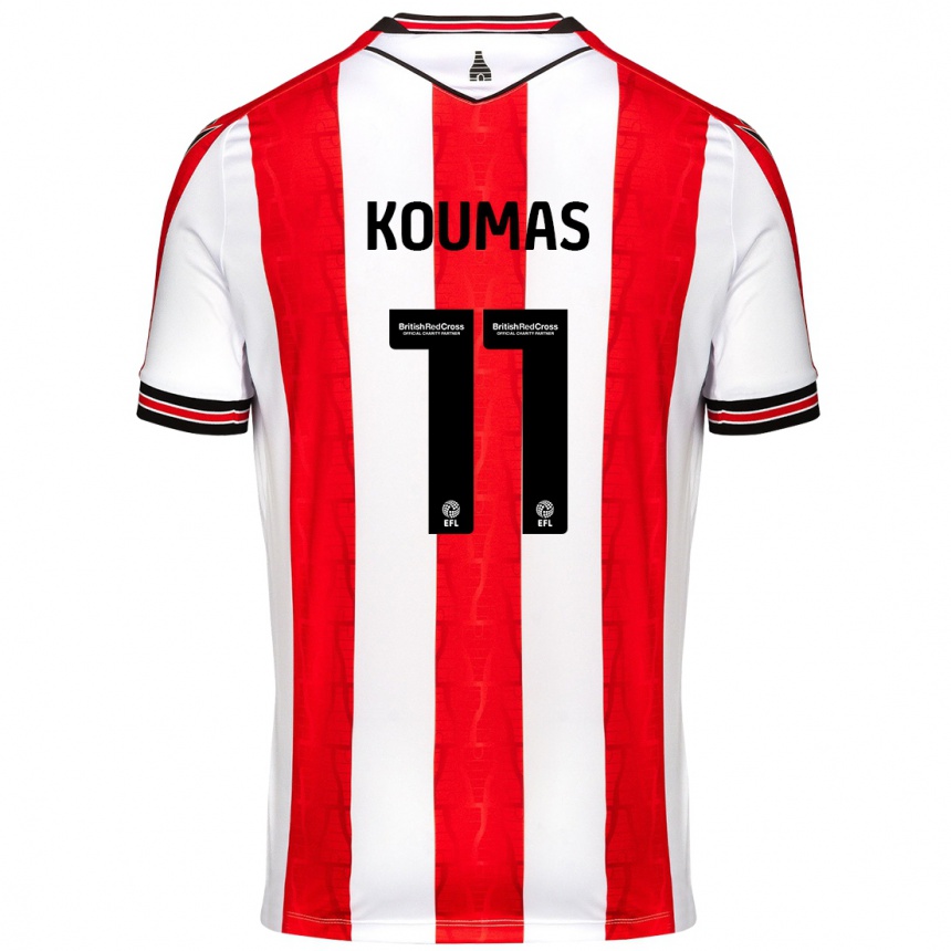 Enfant Football Maillot Lewis Koumas #11 Rouge Blanc Tenues Domicile 2024/25 Canada