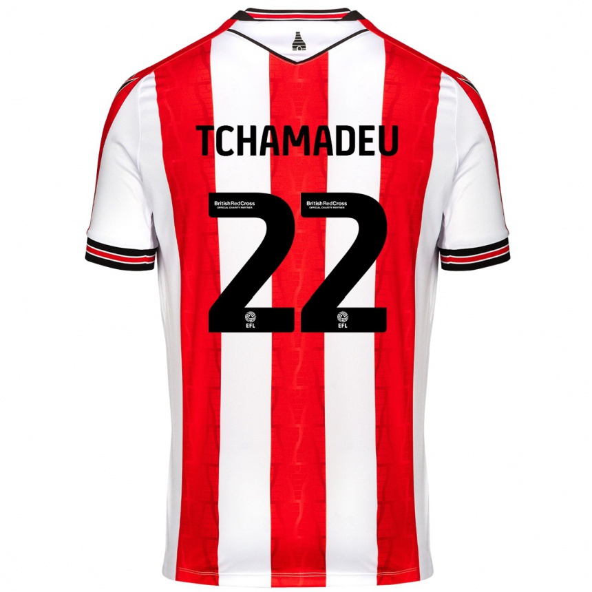 Kids Football Junior Tchamadeu #22 Red White Home Jersey 2024/25 T-Shirt Canada